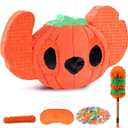 24" x 15" Large Halloween Pumpkin Pinata - Piata Kit with Stick, Rope, Blindfold, Confetti for Halloween Decoration, Fall Harvest Celebrations