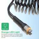 Coiled iPhone Lightning Cable for Apple CarPlay, Coiled USB to Lightning Cable with MFi, Coiled Lightning Cable with Data Transmission & Yellow LED, Retractable iPhone Charger Cord for iPhone/Pad/Pod