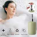 Sage Green Bathroom Accessories Set with Shower Curtain and Mats, 21 Pcs Resin Toothbrush Holder Sets with Holder and Lotion Soap Dispenser,Bathroom Countertop Organizer Set for Home Apartment