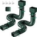 2 Pack Rain Gutter Downspout Extensions, Upgraded Flexible Drain Down Spout Extender for Rain Water Drainage, Each Extendable from 20" to 66", Combine to 10 ft with Connector(Green)