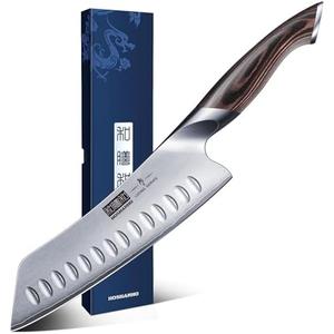 HOSHANHO 7 Inch Japanese Chef Knife, Ultra Sharp High Carbon Stainless Steel Kitchen Knife, Professional Santoku Knives with Ergonomic Pakkawood Handle