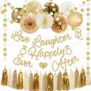Wedding Shower Decorations, Champagne-Gold Sage Bridal Shower Decorations includes Love Laughter and Happily Ever After Banner for Wedding Bachelorette Party Decorations Bridal Shower