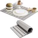 Large Stone Dish Drying Mat for Kitchen Counter, 24"(L)16"(W) Collapsible Kitchen Dish Drying Mat, Absorbent Quick Dry Diatomaceous Earth, for Dishes Bottles Cups, Match Any Countertop