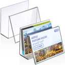 Vicenpal 2 Pcs Clear Acrylic Postcard Holder Business Card Holder Greeting Card Display Clear Business Card Stand Rack for Index Card Organizer Desk Table Home Office School, 6 x 4.25 x 4.5 Inch