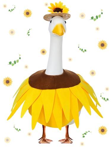 Outus Spring Sunflower Porch Goose Costume Set Sunflower Skirt Dress and Sunflower Hat Sunflower Goose Clothes for Cement Goose Spring Outdoor Garden Yard Patio Lawn Goose Statue