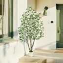 Caxchiling Artificial Eucalyptus Tree 6FT, Fake Tree for Indoor Outdoor, Lifelike Faux Large Floor Plants with Heavy Trunk with Vines and Moss Topper, Home Office Decor for Living Room Bedroom Doorway