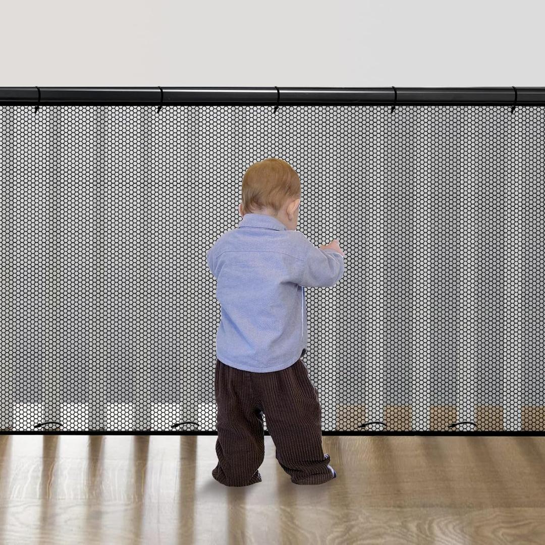 Cupount Banister Guard for Baby- 10ft x 3.3ft Black Balcony Safety Netting for Pets - Stair Railing Baby Proof - Baby Gate for Stairs