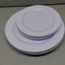 KIRE 120PCS White Plastic Plates - Heavy Duty White Disposable Plates for Party/Wedding - Include 60Pieces 10.25inch Dinner Plates - 60Pieces 7.5inch Dessert/Salad Plates