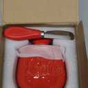 Rixordd Red Butter Crock & Stainless Steel Spreader Knife Set  French Butter Keeper with Water Line, Countertop Butter Dish  Lead-Free Porcelain, Dishwasher-Safe, Vibrant Red