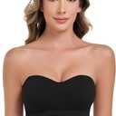 ANGOOL Strapless Bras for Women Wirefree Non-Slip Tube Top Invisible Bralette Seamless Padded Bandeau Bra (Large, Black)