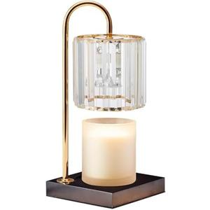Mikasa 13.8 Inch Clear Glass Shade Electric Candle Warmer with Wood Base - Flameless Candle Melter for Home Decor, Safe Fragrance Diffuser Lamp, Fits Jar Candles Up to 4 Inches, 50W Halogen Bulb