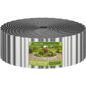 OUSHENG 80ft Landscape Edging, 6in Tall Corrugated Metal Garden Border, Flexible Fence Fencing for Flower Bed, Landscaping, Lawn, Yard, Paver