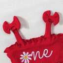 SUNNY PIGGY Baby Girl Clothes Newborn Infant Romper Sleeveless Suspender Dress Summer Outfits Sets with Hat (Red)