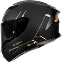 HAX Force Aerodynamic Full Face Helmet for Street & E-Bikes DOT & ECE Certified - Enhanced Dual Visor, Adult Size, Pinlock Ready Matte Black Gold L