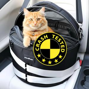 3-in-1 Crash-Tested Cat & Small Dog Car Seat | Enclosed Cat Bed at Home | Top-Access Round Carrier for Easy Vet Checks & Reducing Travel Stress | 5-Star CPS Certified for Safe Pet Car Travel