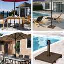 45lbs Patio Umbrella Base with Wheels - Heavy Duty Outdoor Patio Market Umbrella Stand for Deck with Rollers, Poolside, Balcony, Wind-Resistant Design, Brown