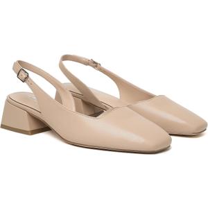 Mostrin Womens Chunky Low Heels D'Orsay Slingback Block Heel Pumps Closed Square Toe Dress Shoes for Work Office Daily Wedding (Beige), Size 6