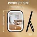 YEKKOPT Travel Mirror with Lights, Small LED Makeup Mirror with Lights,Portable Desk Mirror 1200mAh Battery,3 Color Modes,Dimmable Touch Screen, Tabletop Folding Compact Mirror,Women Gift