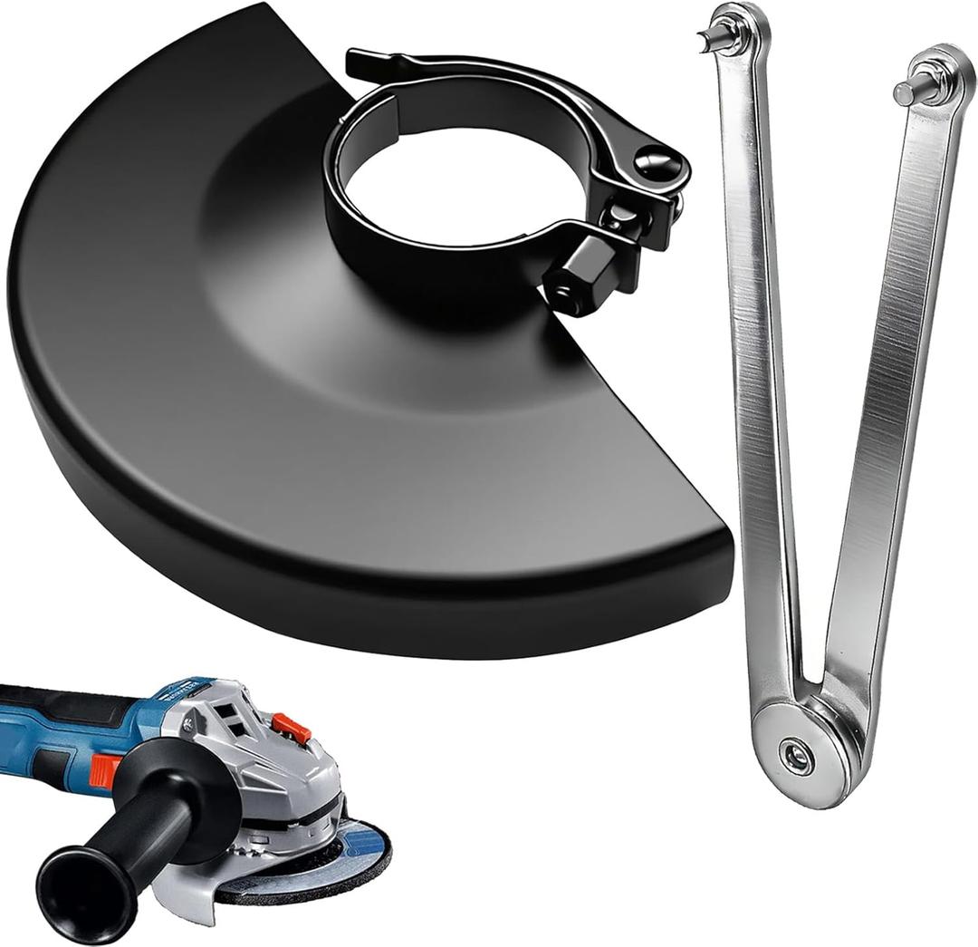Universal Angle Grinder Guard with Flange Wrench, 6.45 Inch Adjustable Protective Shield for 4-6 Inch Grinder Blades, Compatible with Dewalt Milwaukee Makita Metabo Bosch RYOBI