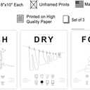 Poster Master 3-Piece Wash Dry Fold Print - Laundry Poster - Line Drawing Art - Black & White Design - Symbols & Guide Art - Minimal Laundry Room Decor - 8x10 UNFRAMED Wall Art (Style-04)