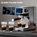 20Bar Espresso Machine with Hot & Rapid Cold Brew, Stainless Steel Coffee Makers, Cappuccino Latte Machine with Milk Frother Steam Wand for Home, 45oz Removable Water Tank, Touchscreen, Silver
