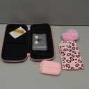 DLseego Pink Love Leopard Carrying Case for Switch, Cute Silicone Protective Shell Soft Cover with 4PCS Thumb Grip Caps and Pink Plush Heart Pendant Hard Storage Case Accessories Kit Bundle for Girls (Switch 1 6.3inch)