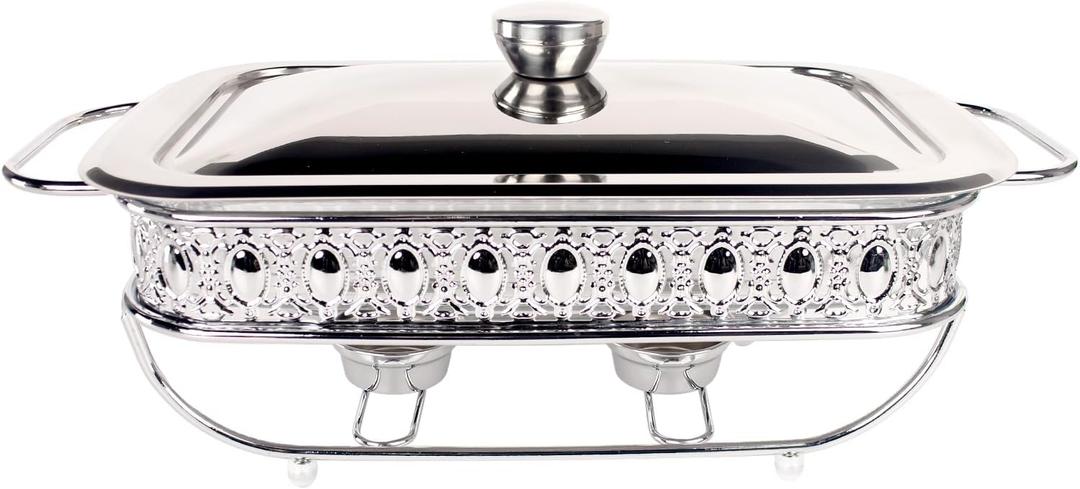 Casserole Dish 6.7" x 11"Glass Baking Dish with Stainless steel Lid and rack, Silver Rectangle 1.3 Qt Large Baking Pan For Casserole & Lasagna, Microwave Dishwasher Freezer Oven Safe