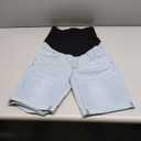 V VOCNI Maternity Denim Shorts Over The Belly Rolled Cuff Midrise Bermuda Short Pregnancy Jean Shorts (Small, 44-a-light Blue)