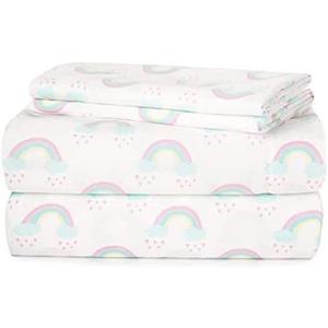 Heritage Kids 4 Piece Sheet Set, Including Fitted Sheet, Top Sheet and 2 Pillow Cases, Rainbow Print, Full