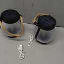 Christmas Solar Flame Lantern Hanging Outdoor Waterproof - 2 Pack Flame Lanterns with Dual Charging Modes of Solar & USB for Garden or Yard Decorations (Green - 2 Pack)