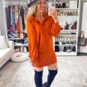 BTFBM Women Casual V Neck Knit Mini Fall Sweater Dresses Long Sleeve Loose Fit Solid Color Ribbed Pullover Jumper Sweaters (M)