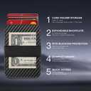 RUNBOX Leather card Holder Wallet for Men and Women, Holds 8+ Cards Plus Cash, RFID Blocking Mens Wallet with Stretchable Cash Band, Massive Capacity Wallet for Front Pocket, Perfect Gifts for Men (01-Carbon Black)