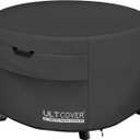 ULTCOVER Patio Fire Pit Table Cover Round 50 inch Outdoor Waterproof Fire Bowl Cover, Black