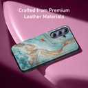 Goodon for Samsung Galaxy S24 Plus Case Wallet - Flip Folio Leather Cover with Trendy Floral Design, 3 Card Slots & Kickstand Function, Protective Phone Case for Women and Girls - Teal Gold Marble