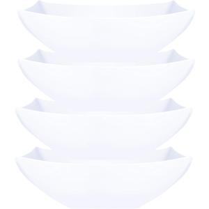 PLASTICPRO Disposable 128 ounce Square Serving Bowls, Party Snack or Salad Bowl, Extra Large Plastic Elegant White Pack of 4