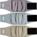 Paw Legend Washable Dogs Diapers Male Dog Belly Bands for Male Dogs Diapers Reusable Puppy & Doggie Diapers Male (3 Pack, Medium) (Purple Grey, Green, Brown)