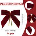 24PCS Velvet Bows with Twist Tie 3.5 Inch Burgundy Vintage Christmas Velvet Ribbon Bows for Christmas Tree Gift Wrapping Wedding Brithday Party Home Decor (3.5" Burgundy)