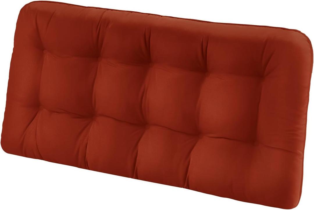 Tufted Bench Cushions for Outdoor Furniture, 48" x 18" Porch Swing Cushions Filled with Foam, Overstuffed Patio Cushions for Bench Loveseat with 2-3 Seats,Thick and Water Resistant, Brick Red