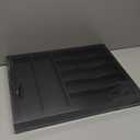 Kitchen Bamboo Drawer Organizer - Inch Silverware Utensil Tray Holder with Deep Grooved Divider - 7 Slots Total Bamboo Caddy for Flatware, Cutlery, Knives, Forks, Spoons(Black)