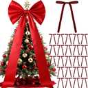 71 x 20 Inch Giant Red Bow Christmas Tree Topper with 24 Pcs Velvet Christmas Bow Extra Large Xmas Tree Topper Decor for Holiday and Home Wreath Wall Backdrop Decor