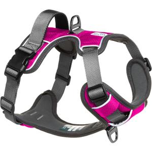 Embark Adventure Large Dog Harness  No-Pull, Reflective Trim, Military-Grade Nylon, Front Clip with Gel-Lined Handle (Pink)