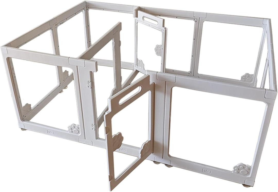 12 Panels Clear Acrylic Dog Playpen Indoor,Puppy Pet Play Pen Indoor with Safety Lock for Medium-Small Pets, Modular Fence for Dogs, Cats, Rabbits,Dog Fence Crate (23.6",2 Gates + 10 Side Panels)