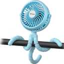 AMACOOL Battery Operated Stroller Fan Flexible Tripod Clip On Fan with 3 Speeds and Rotatable Handheld Personal Fans for Car Seat Crib Bike Treadmill (Blue)