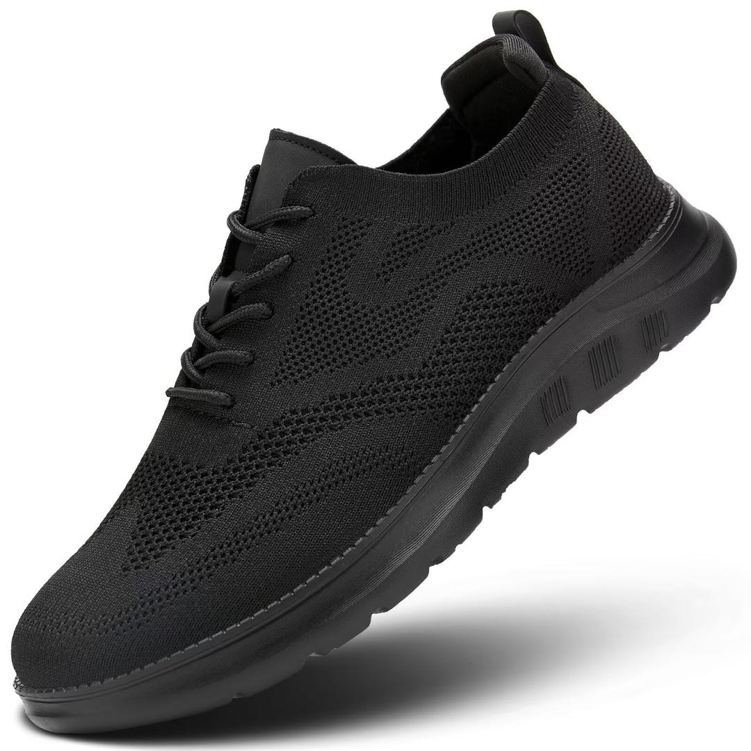Mens Oxfords Business Shoes Fashion Mesh Lightweight Soft Sole Casual Dress Walking Work Sneakers Comfortable Black