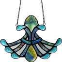 Ornament Stained Glass Window Panel Sun Catcher, 7" x 7" (Blue Iris)
