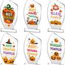 Pinkunn 6 Pcs Acrylic Halloween Trophy Awards, 7.3'' Halloween Contest Trophies Award Prize Medals for Adults Contest Winner Party Supplies(Pumpkin)