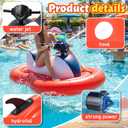 Motorized Pool Float for Adult, Motorcycle Inflatable Pool Lounger Chair River Tube Floating with Pusher Handles Cup Holder and Pump Waterproof for Party Beach Lake Outdoor, 62.9 x 37.4"