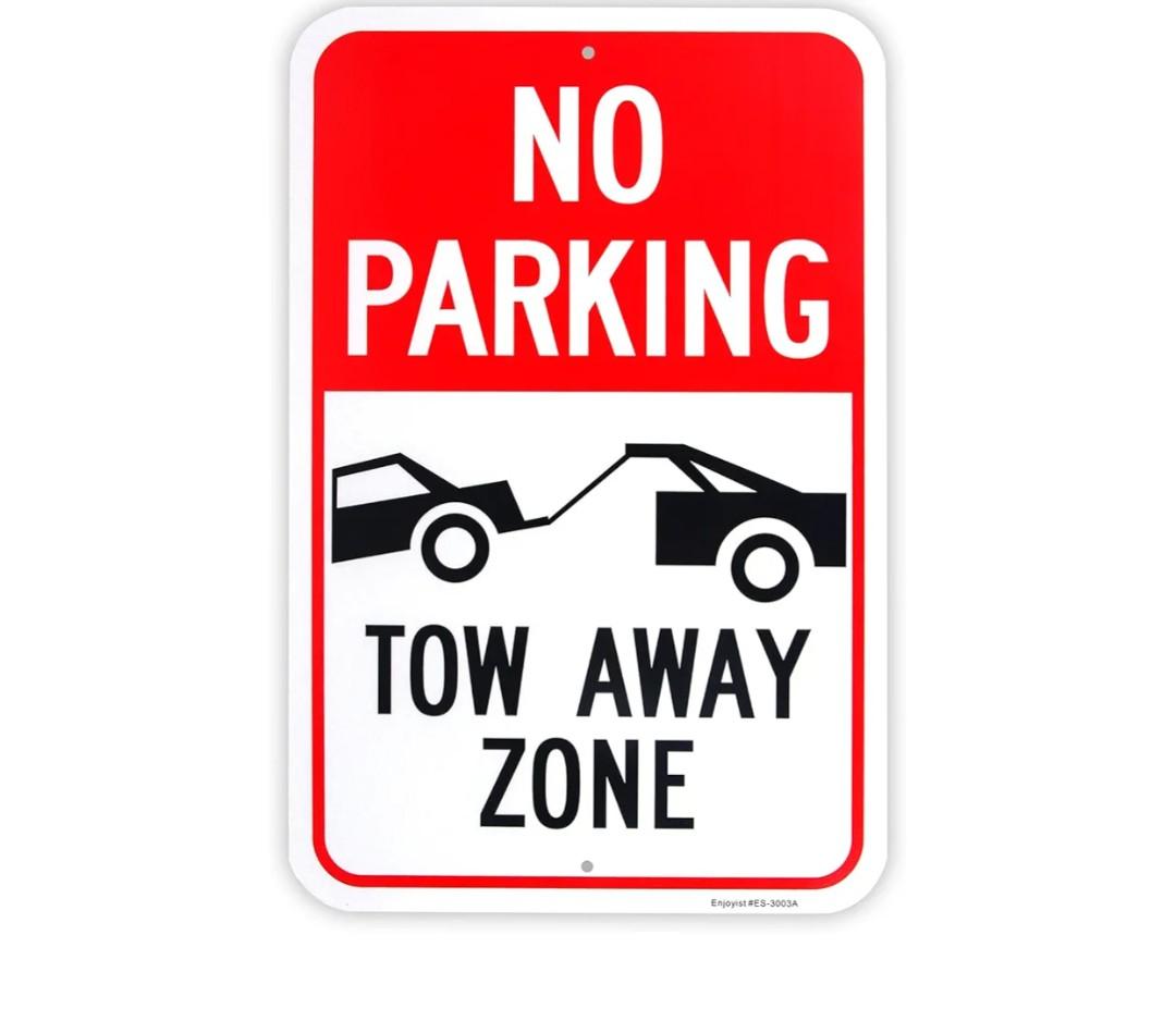 Large No Parking - Tow Away Zone Sign, 18"x 12" .040 Aluminum Reflective Sign Rust Free Aluminum-UV Protected and Weatherproof