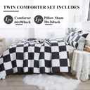 Andency Checkered Comforter Twin(66x90Inch), Black White Plaid Gingham Bed Set for Teen Boys Kids, Lightweight Polyester Geometric Preppy Bedding, 2 Pieces