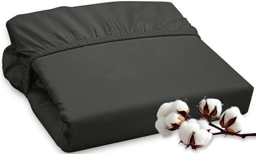 ROYALE LINENS 300 Thread Count 100% Long Staple Combed Cotton Fitted Sheet Full - Super Soft Deep Pocket Bottom Sheet - Fitted Sheets Only - Elastic Sheets (Full, Black)